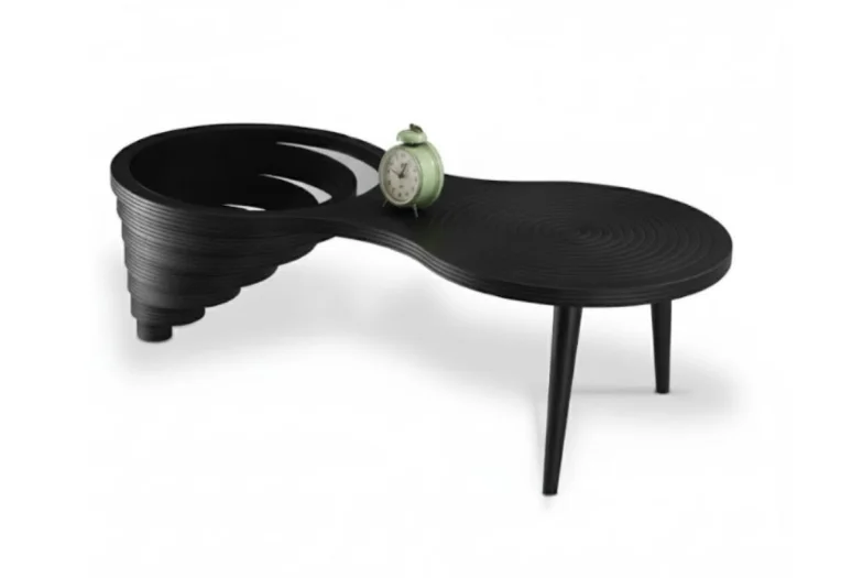Холна маса Relax Black 130/60/39 см, Черен, МДФ, Закалено стъкло