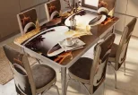 Комплект разтегателна трапезна маса и 4 стола Kafe