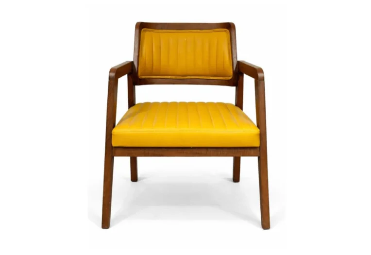 Трапезен стол Asil Sandalye 80/45/49 см, Жълто/Тъмен орех, Масивна дървесина