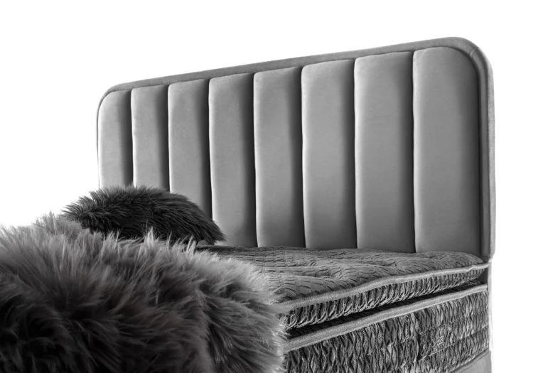 Изцяло тапицирано бокспринг легло с матрак Puffi Grey